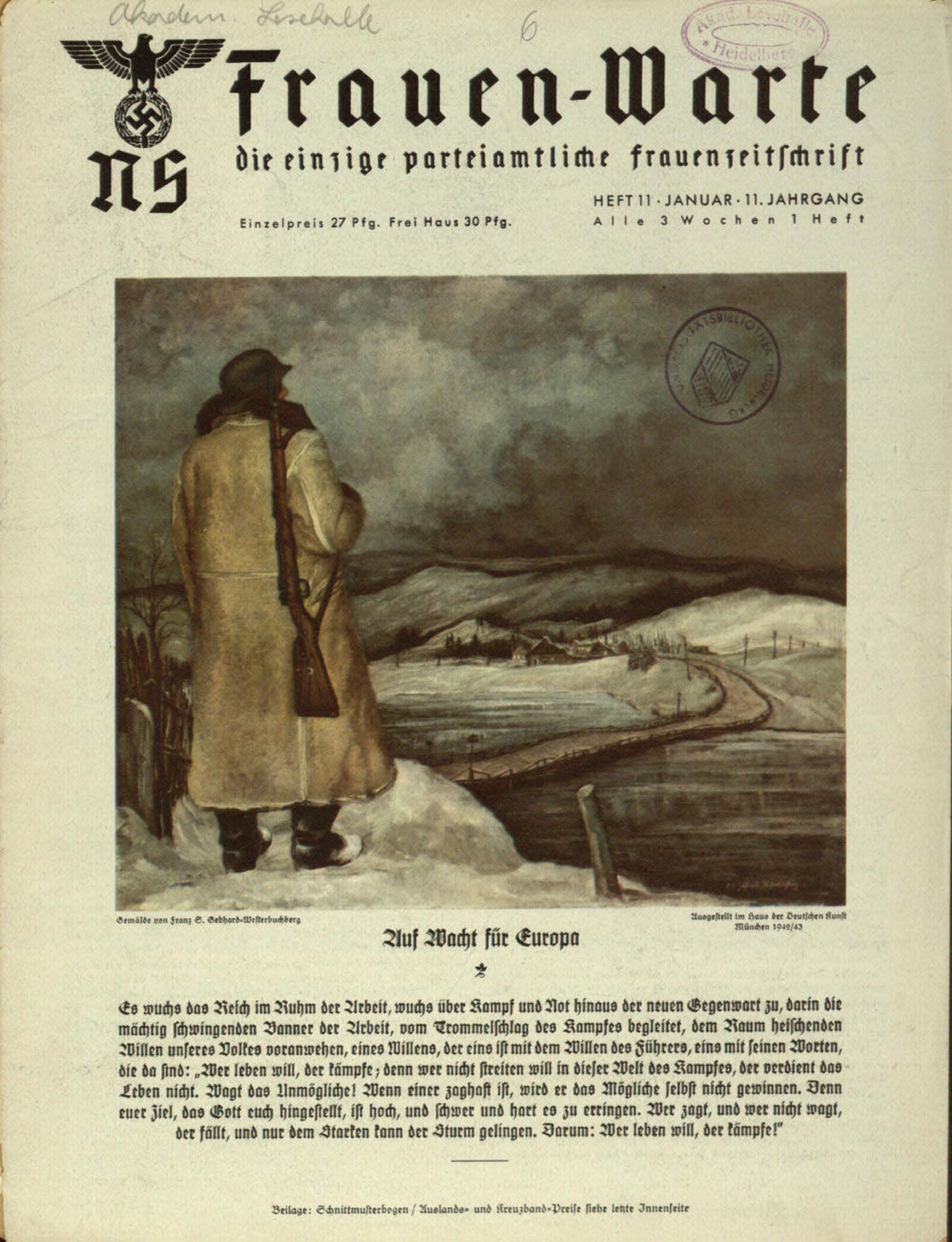 Frauen-Warte 11. Jahrgang Heft 11 (1943, 16 S., Scan, Fraktur)