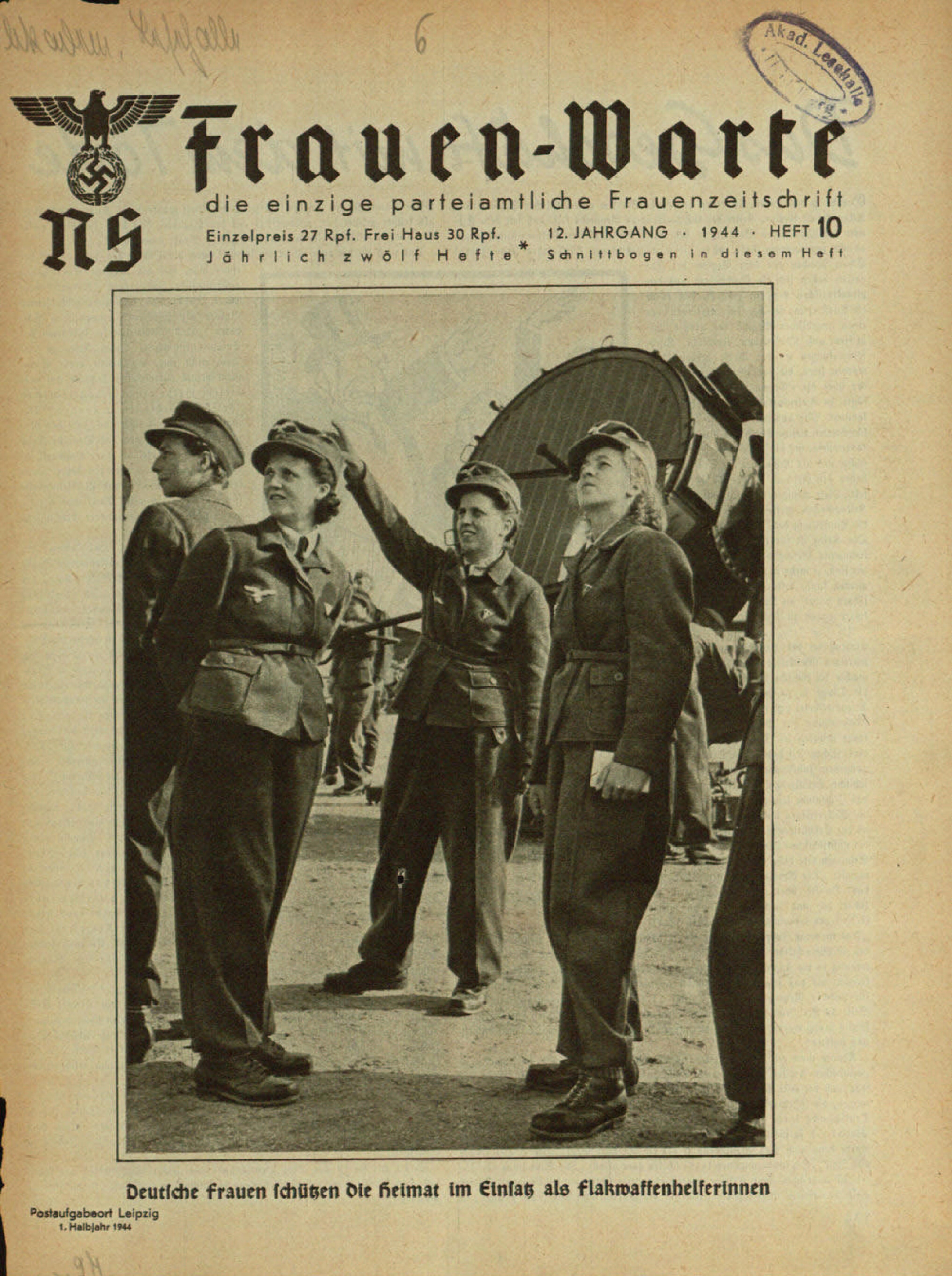 Frauen-Warte 12. Jahrgang Heft 10 (1944, 16 S., Scan, Fraktur)