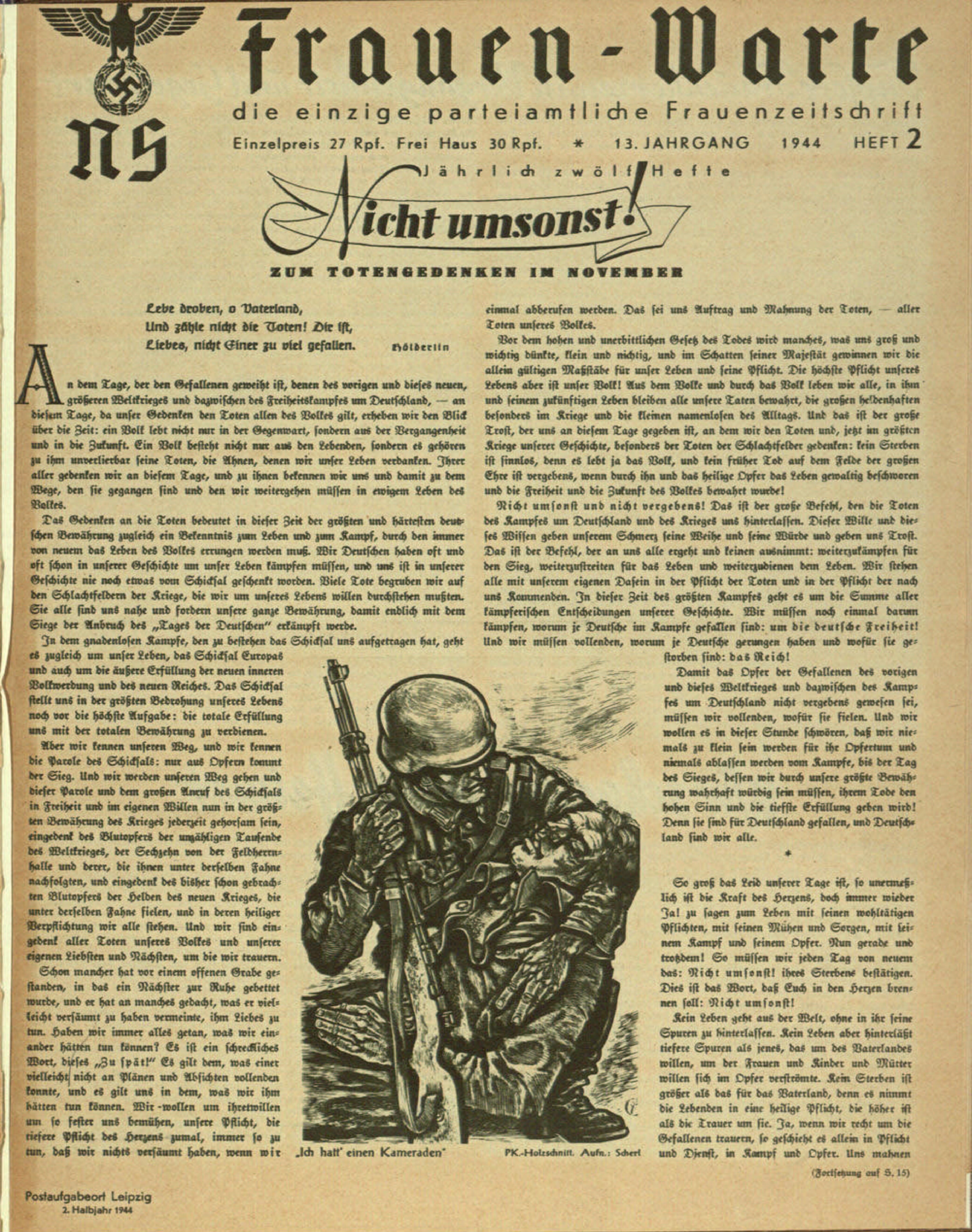 Frauen-Warte 13. Jahrgang Heft 02 (1944, 12 S., Scan, Fraktur)