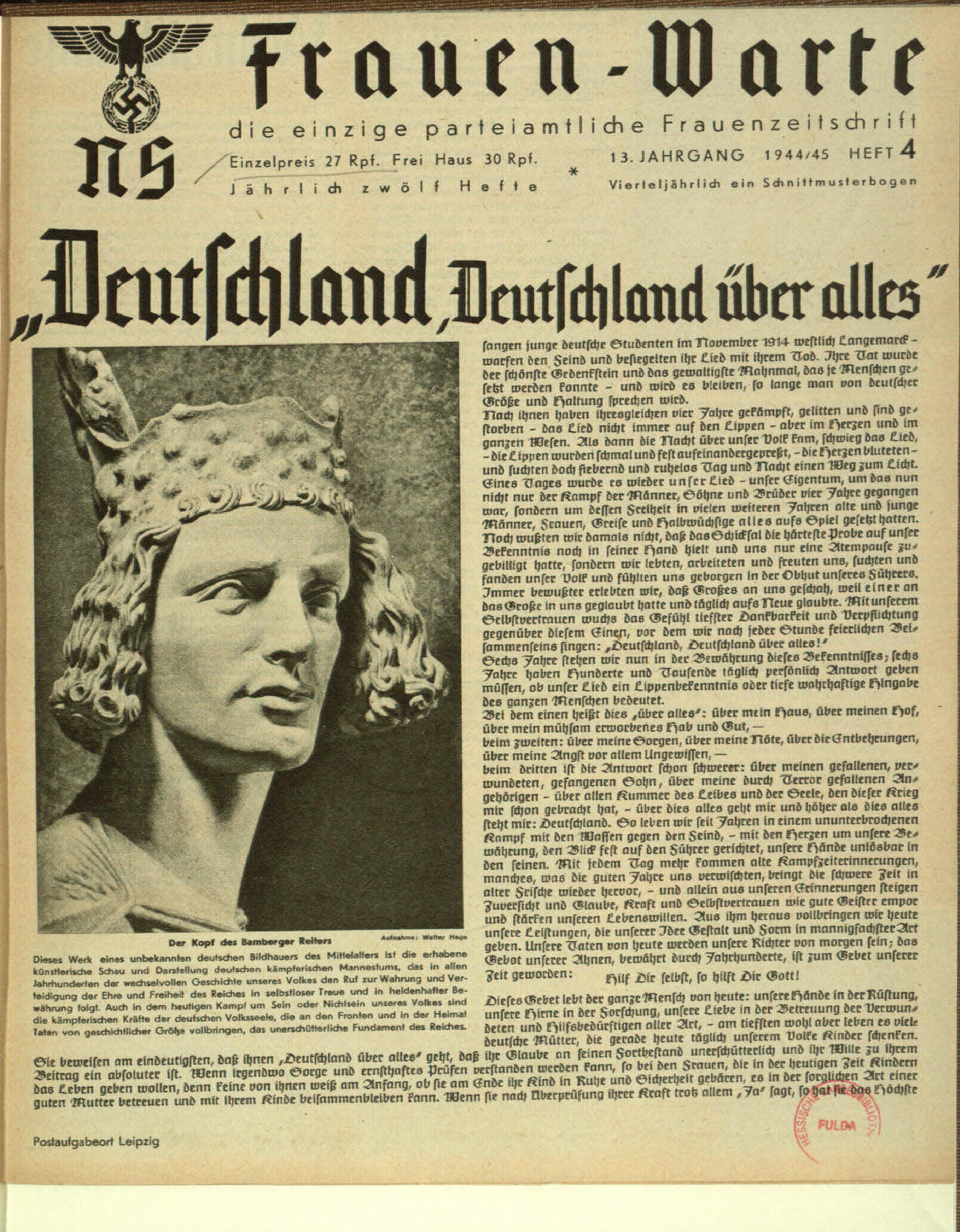 Frauen-Warte 13. Jahrgang Heft 04 (1944-1945, 8 S., Scan, Fraktur)