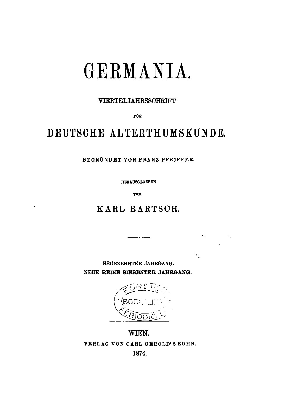 Germania 1874 Jahrgang 19