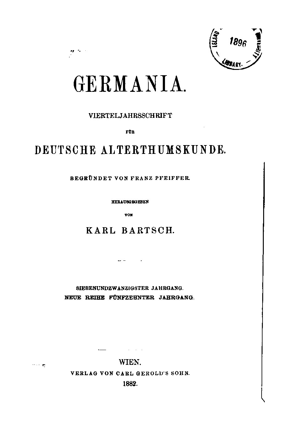 Germania 1882 Jahrgang 27