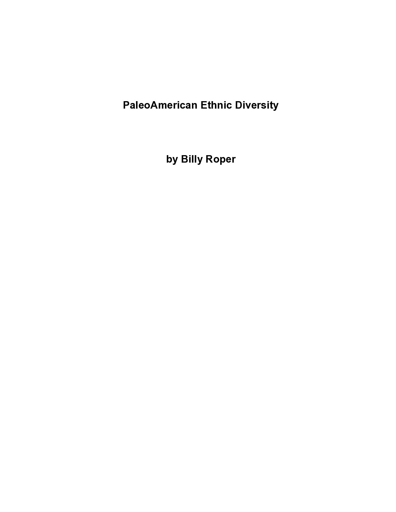 PaleoAmerican Ethnic Diversity