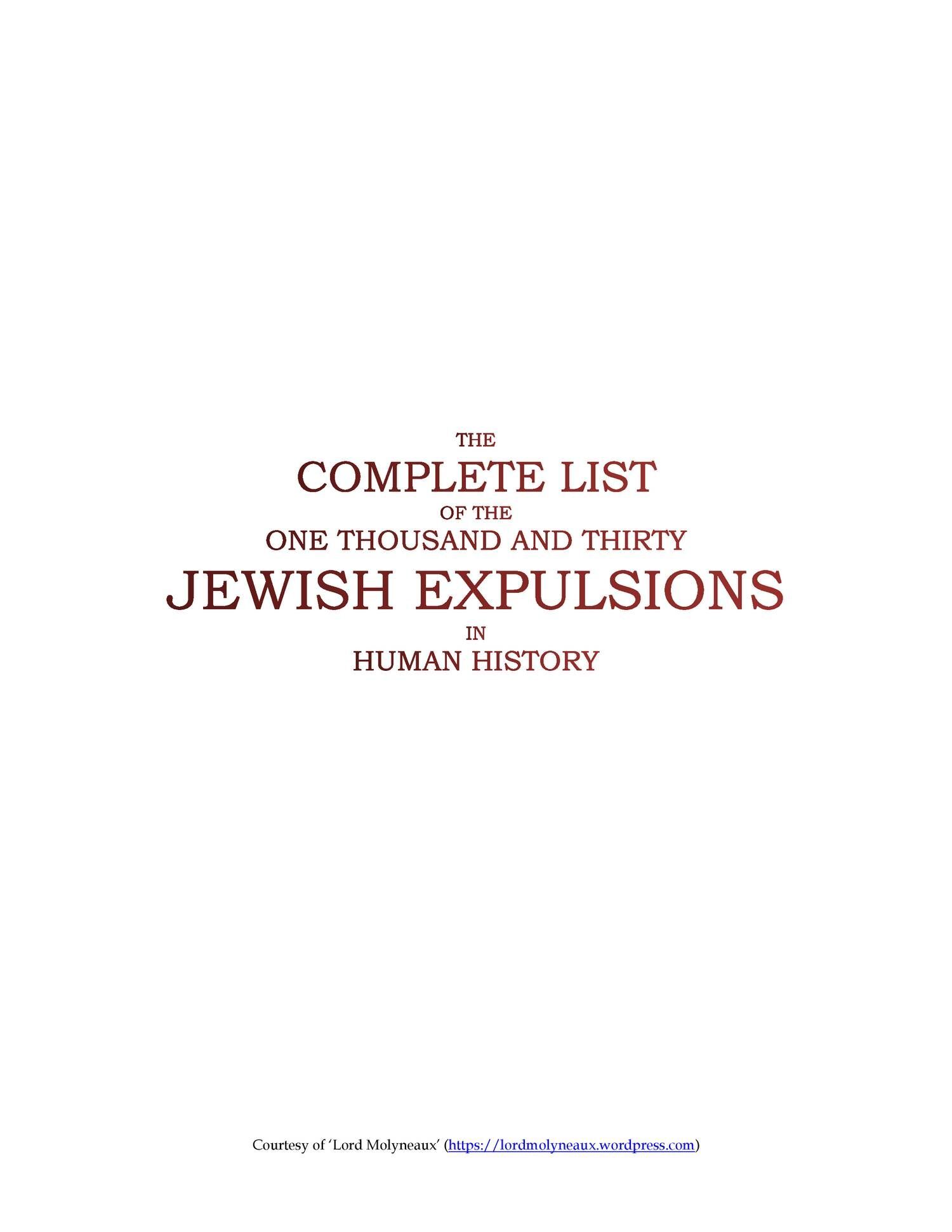 The Complete List of Jewish Expulsions