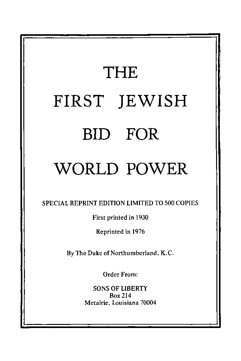 The First Jewish Bid For World Power