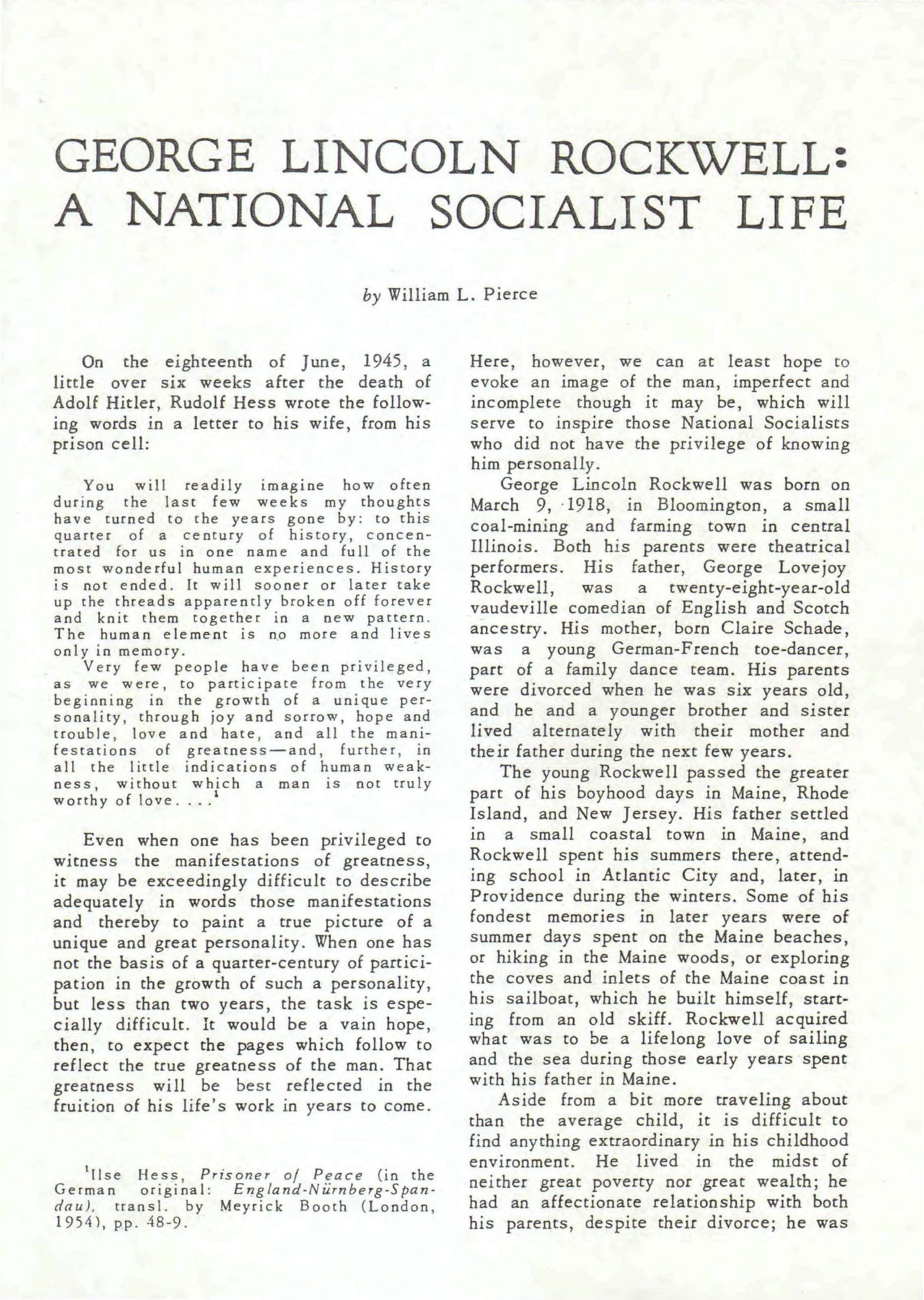 George Lincoln Rockwell: A National Socialist Life