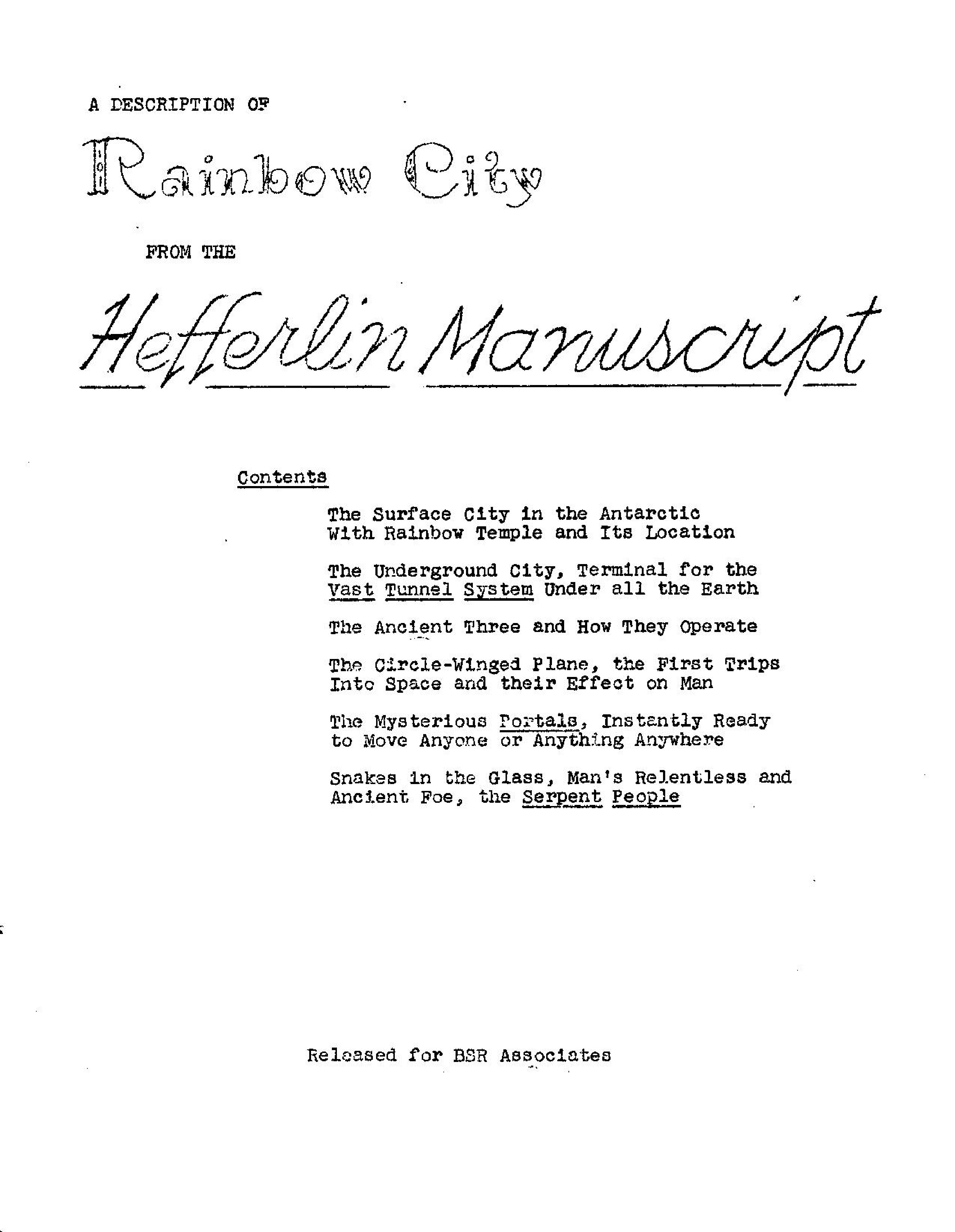 A Description of Rainbow City from the Hefferlin Manuscript