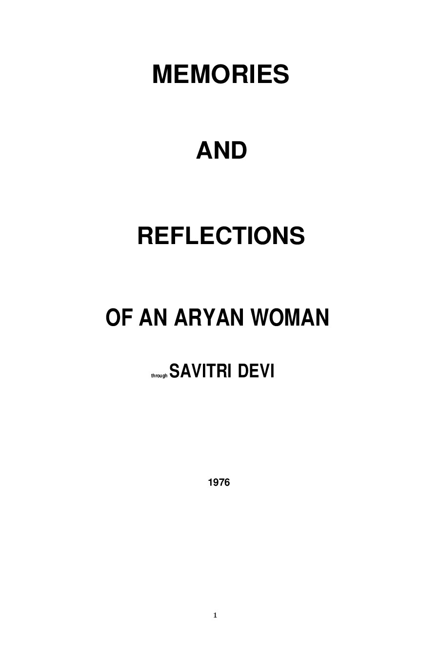 Memories and Reflections of an Aryan Woman