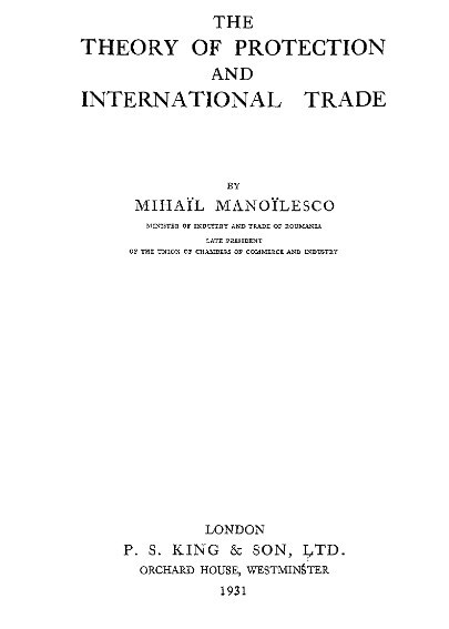 The Theory of Protection and International Trade