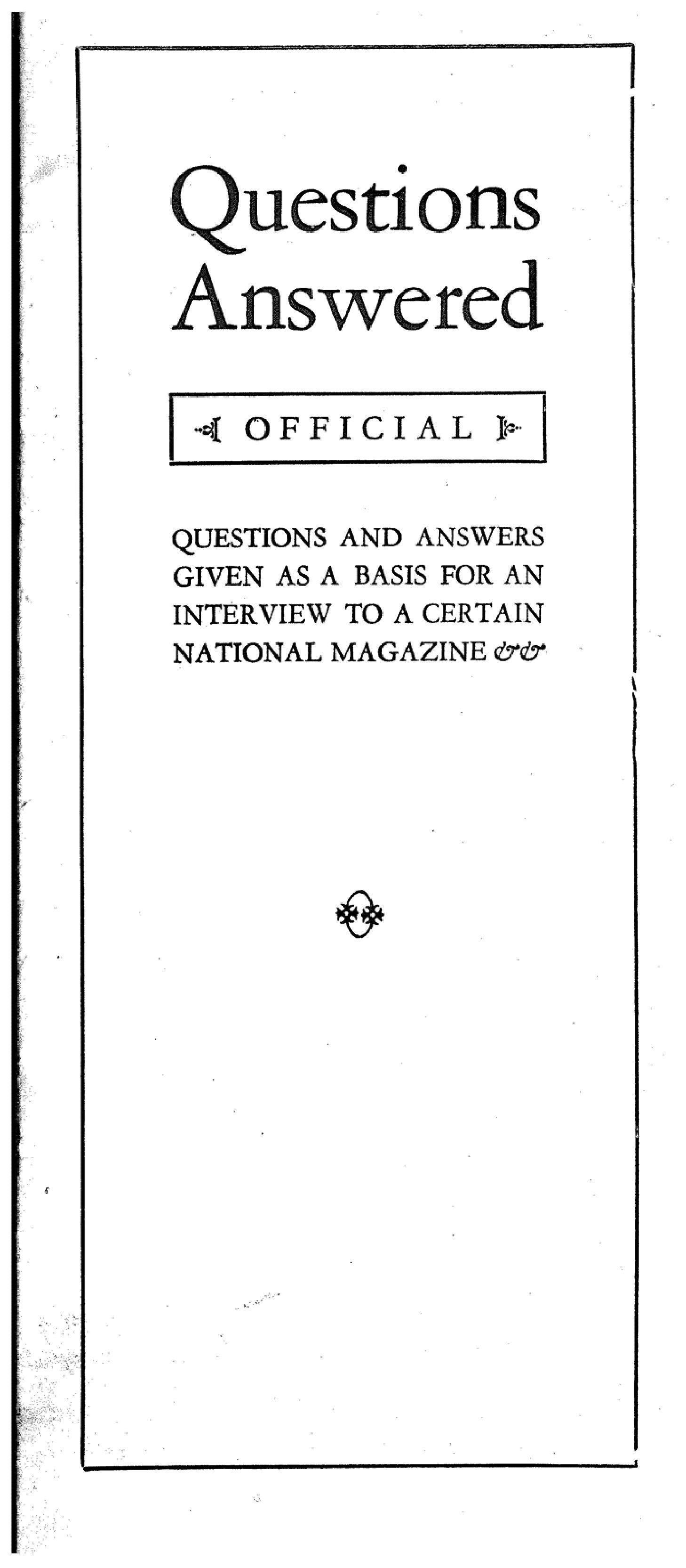 KKK Questions Answered