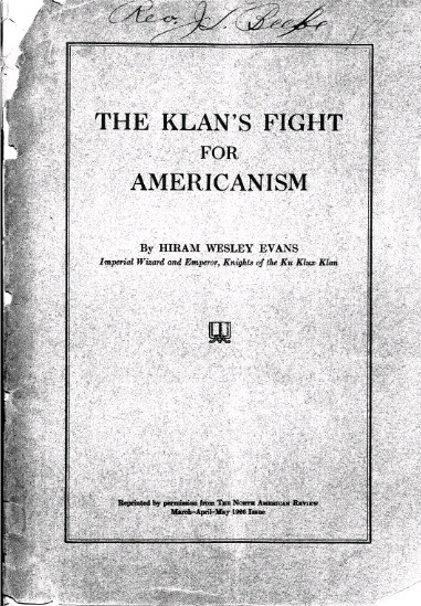 The Klans's Fight for Americanism