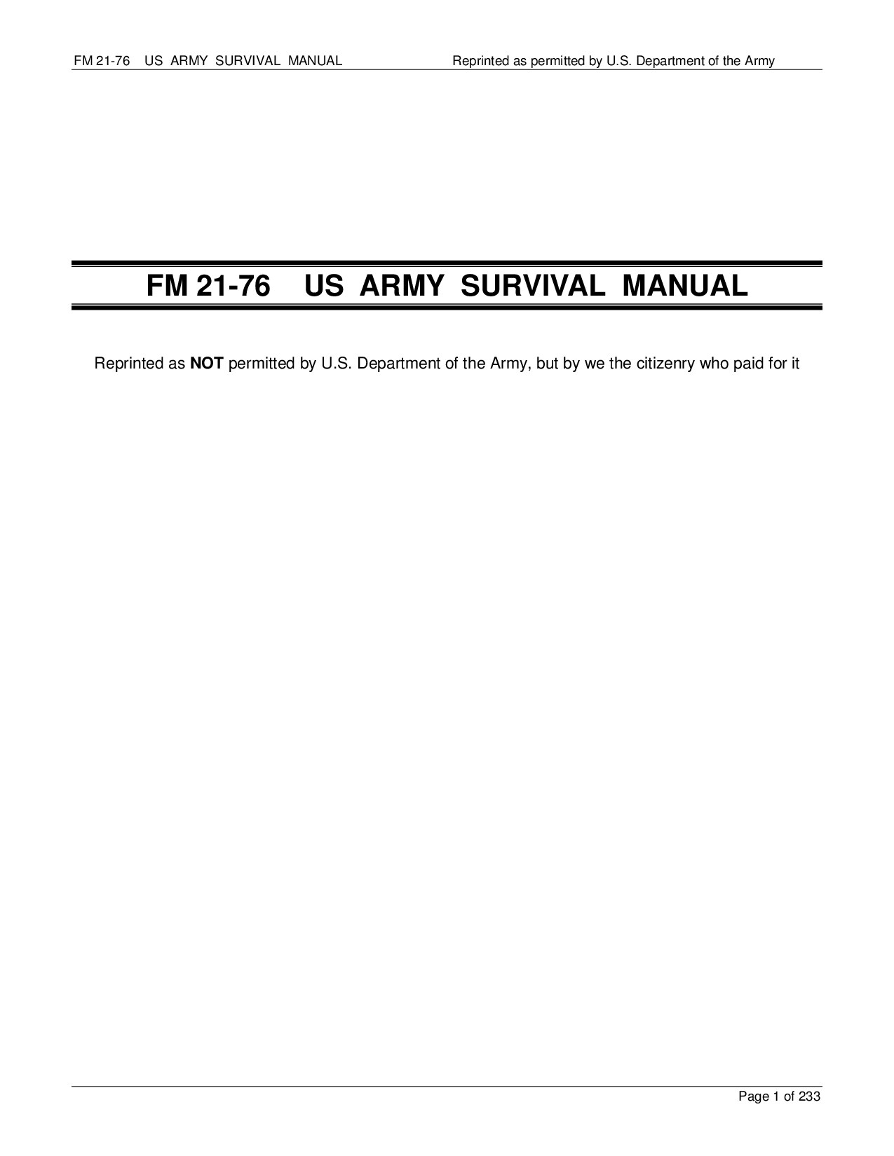 FM 21-76: US Army Survival Manual