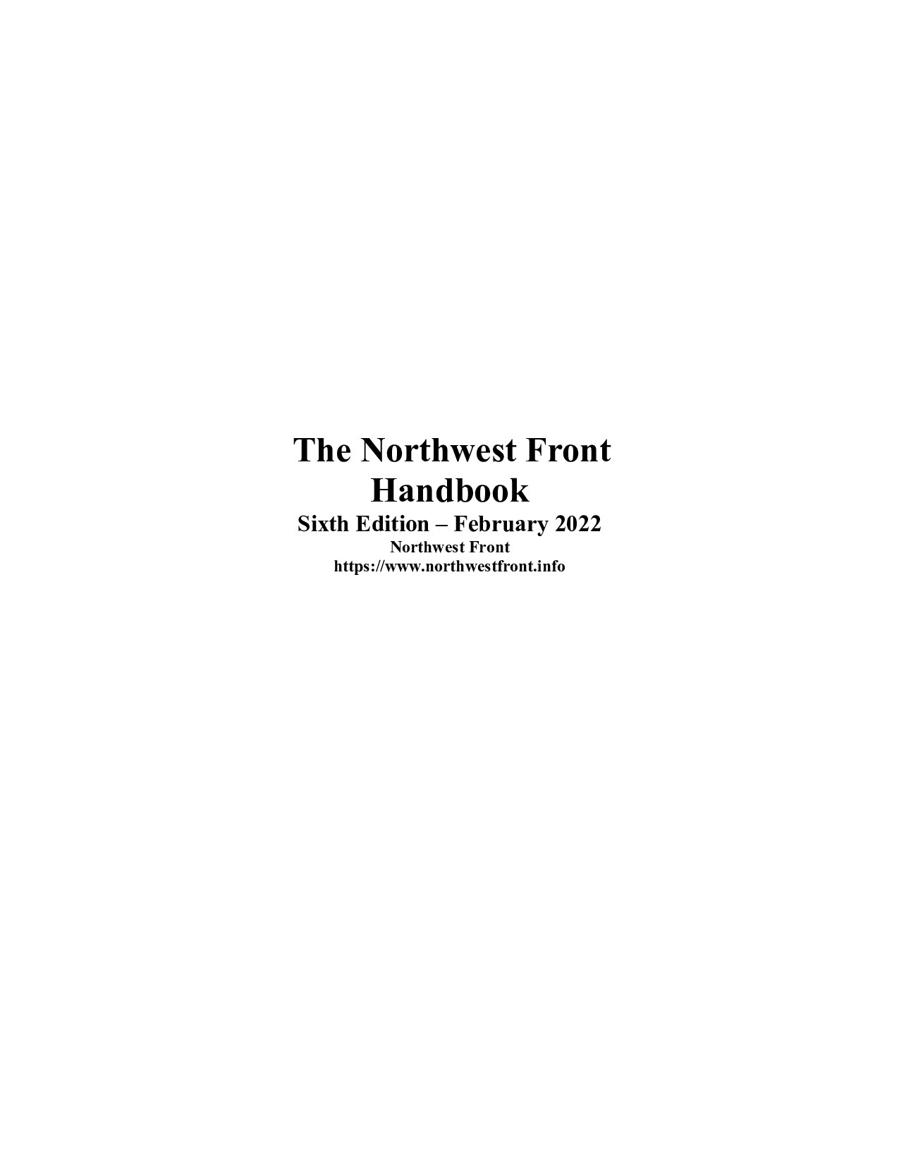 The Northwest Front Handbook