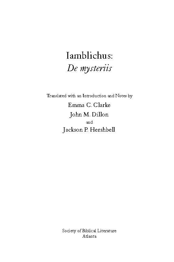 Iamblichus: de Mysteriis: 4