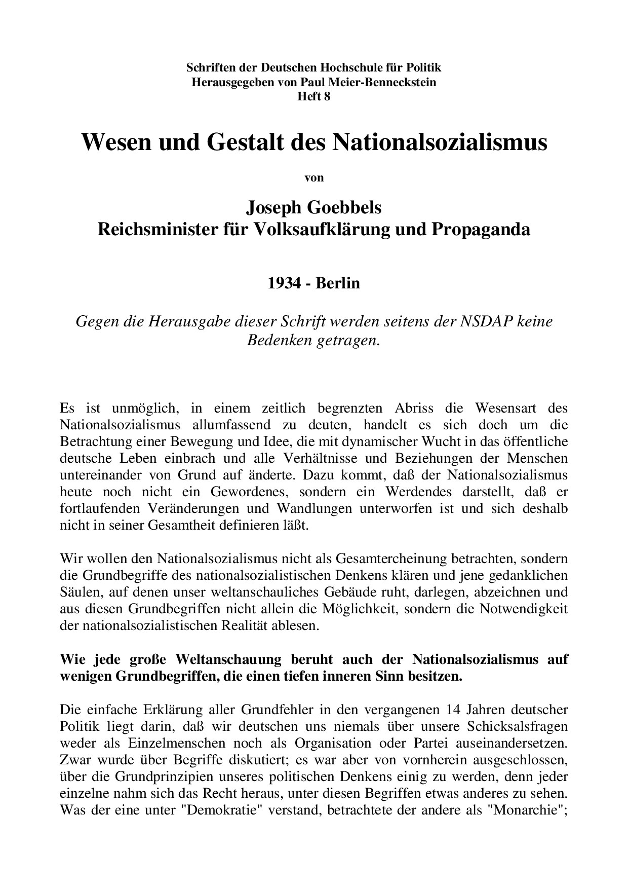Wesen und Gestalt des Nationalsozialismus