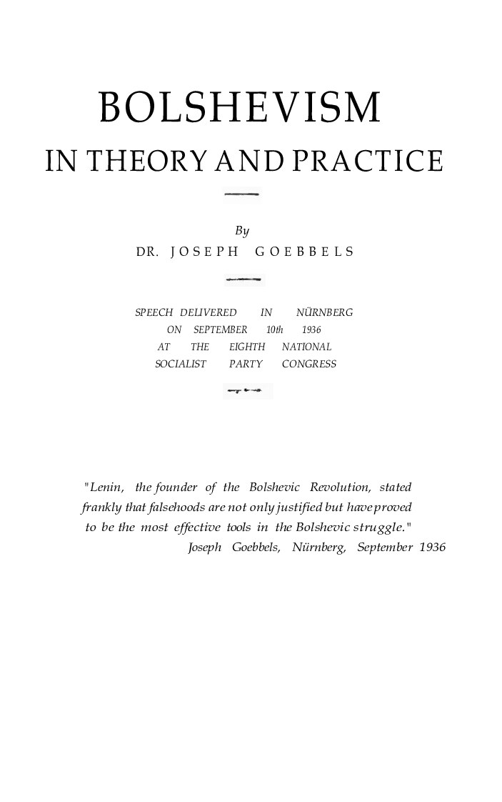 Bolshevism in Theory and Practice (1936)