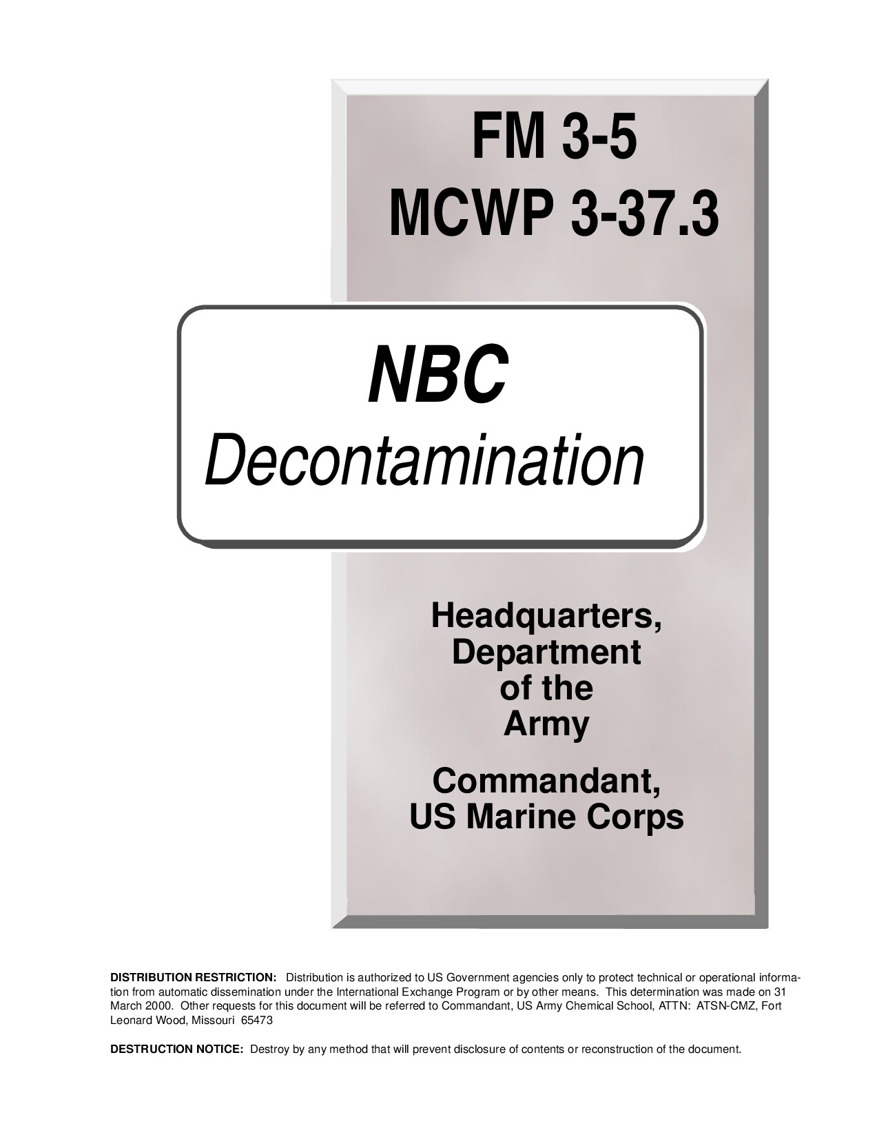 NBC Decontamination - FM 3-5