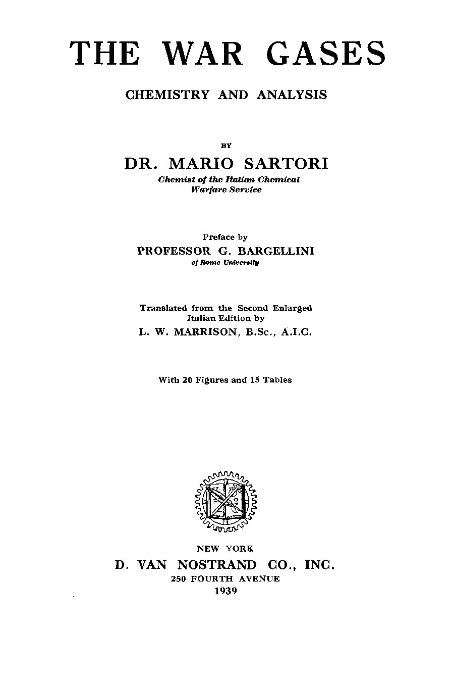 The War Gases - Chemistry and Analysis - Sartori