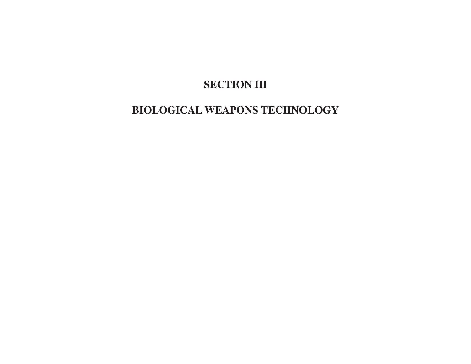 Biological Weapons Technology