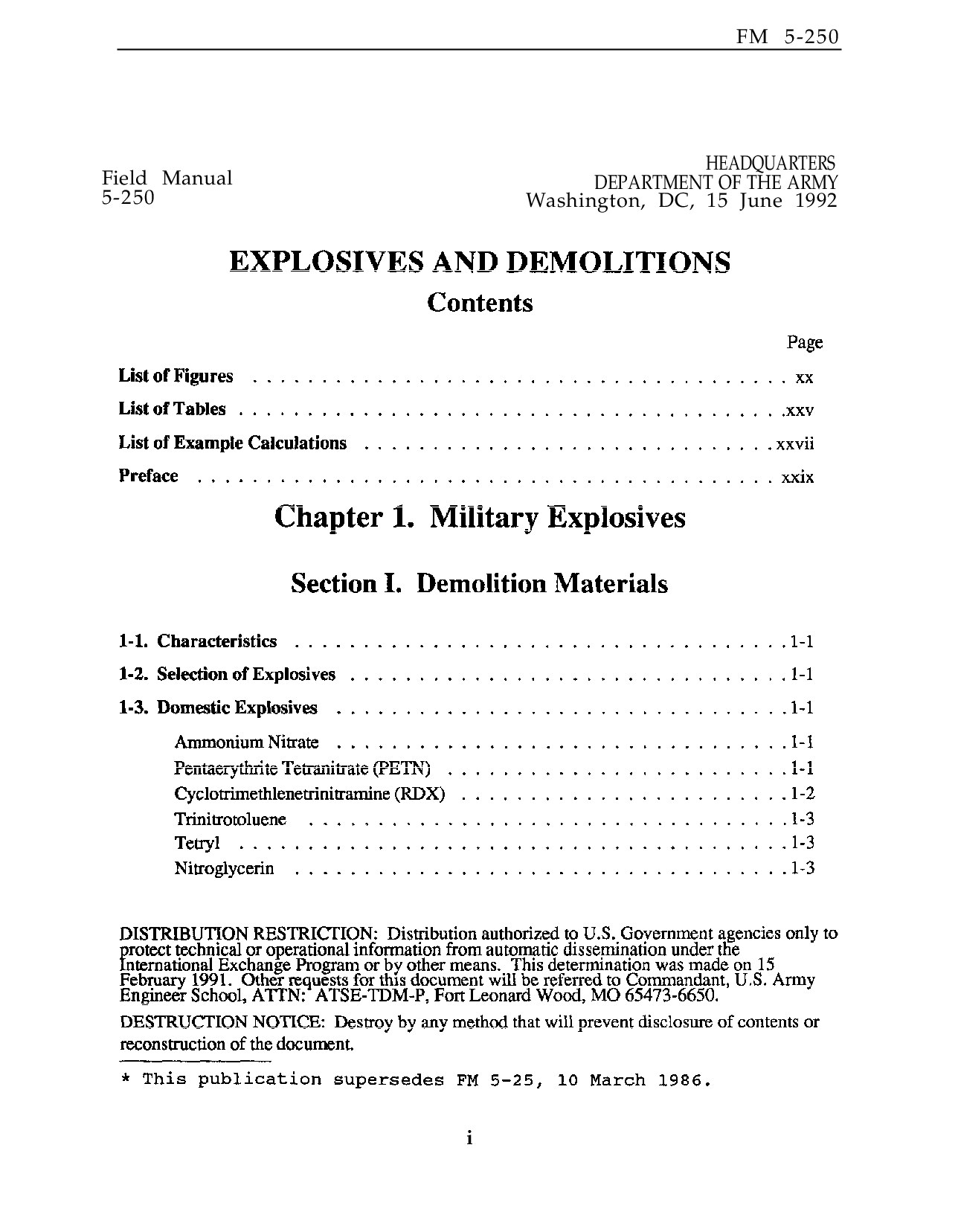 FM 5-250 Explosives and Demolitions 1992