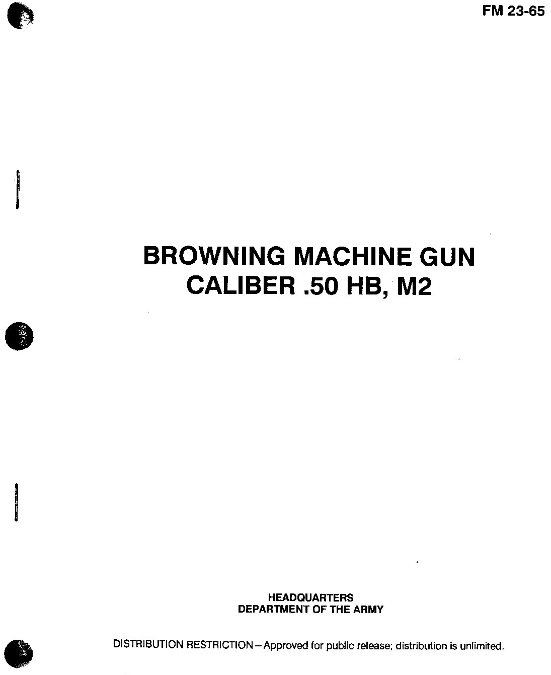 FM 23-65 Browning Machine Gun Caliber .50 HB, M2