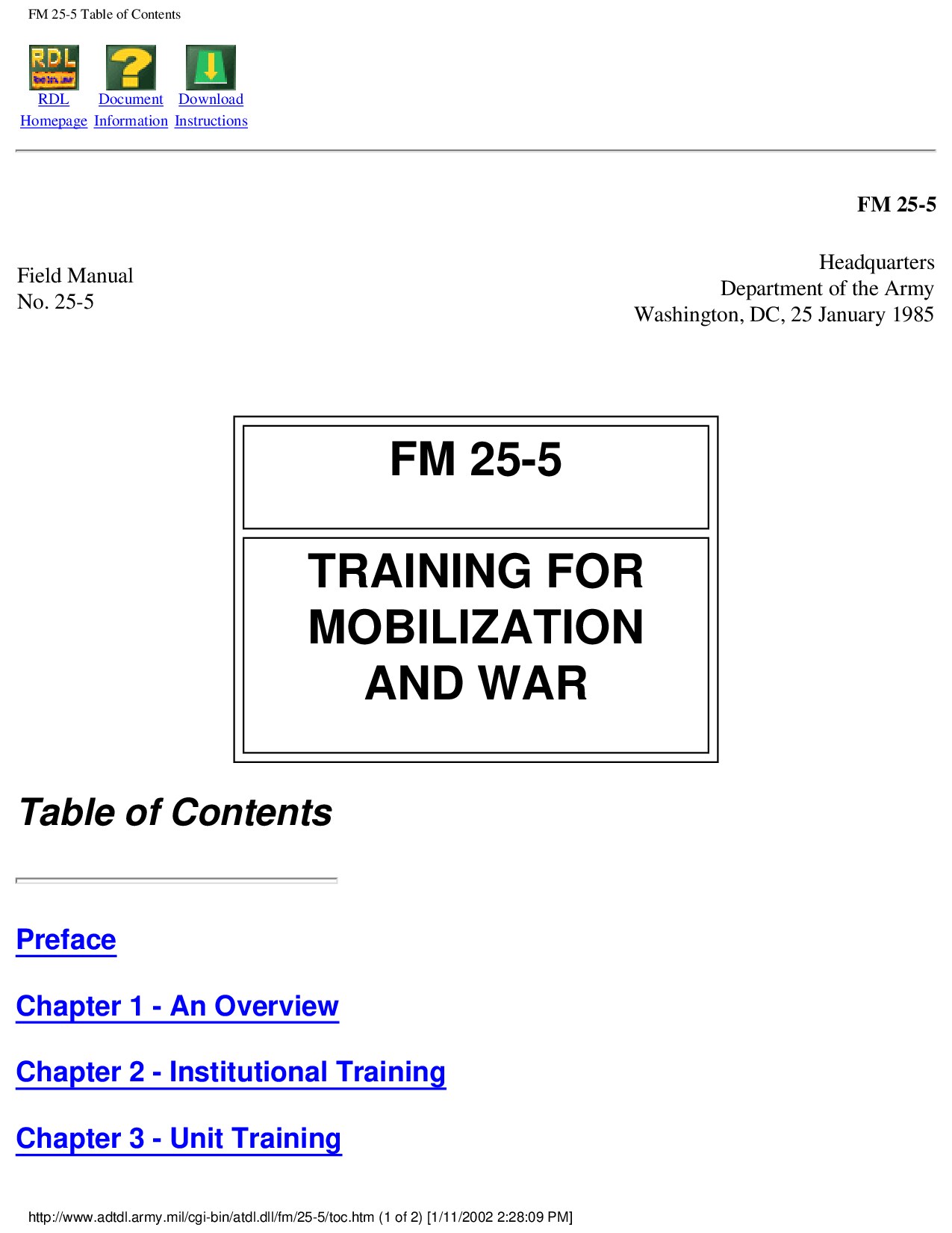 Training for Mobilization and War