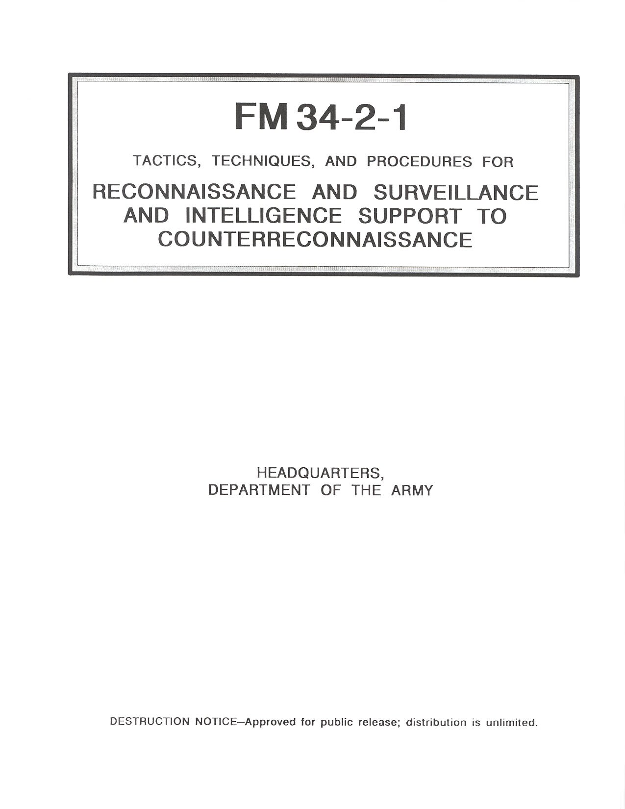 FM 34-2-1 Reconaissance and Surveillance and Intelligence Support to Counterreconaissance