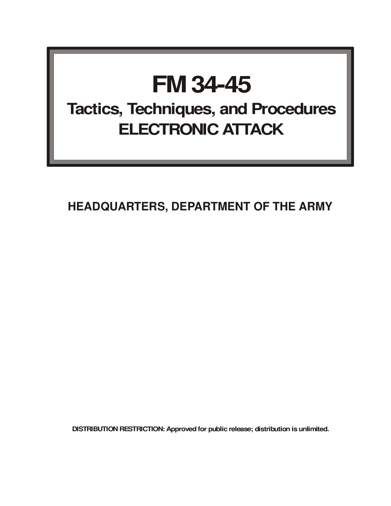 FM 34-45 Tactics, Techniques, and Procedures for Electronic Attack