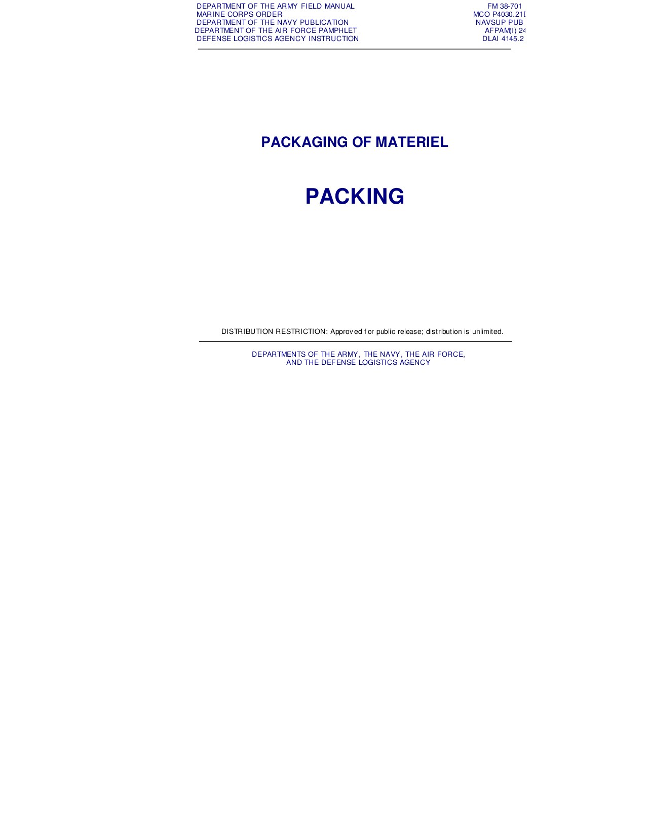 Packaging of Material - Packing