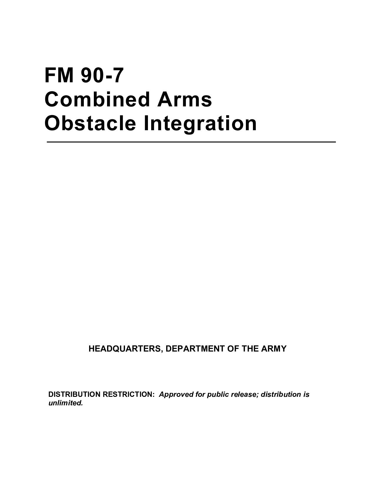 FM 90-7 Combined Arms Obstacle Integration
