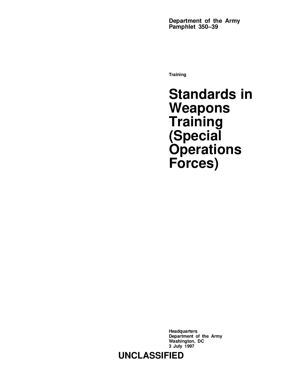 Standards in Weapons Training (Special Operations Forces)