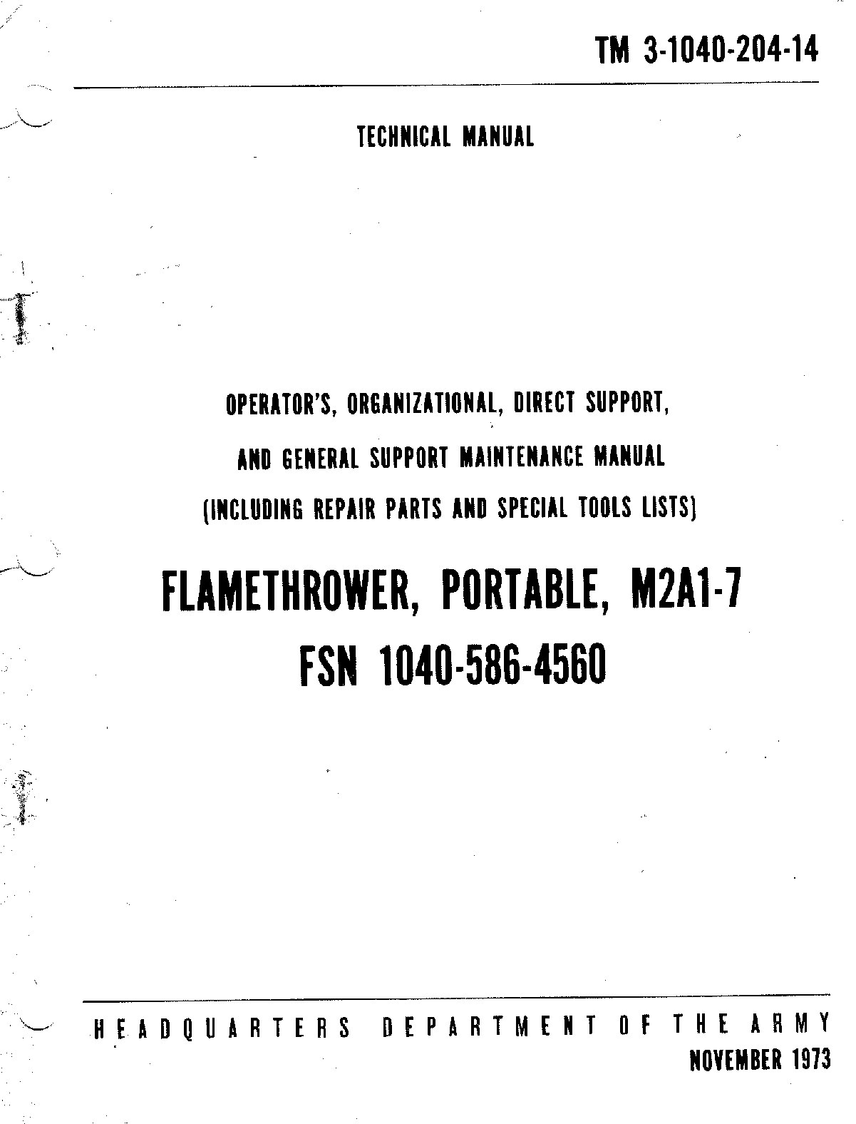 TM 3-1040-204-14  Flamethrower, Portable, M2A1-7