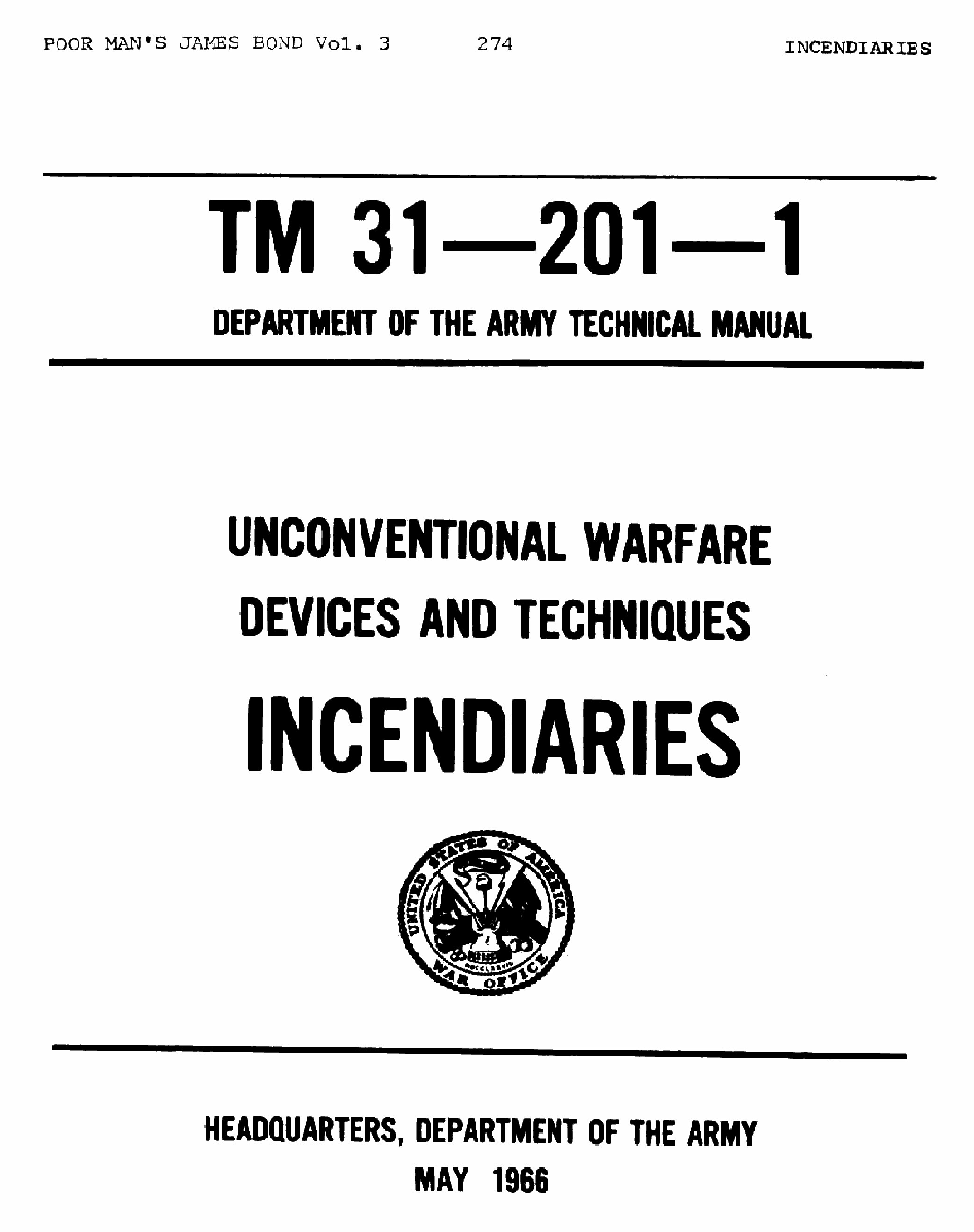 TM 31-201-1 Unconventional Warfare Devices and Techniques - Incendiaries