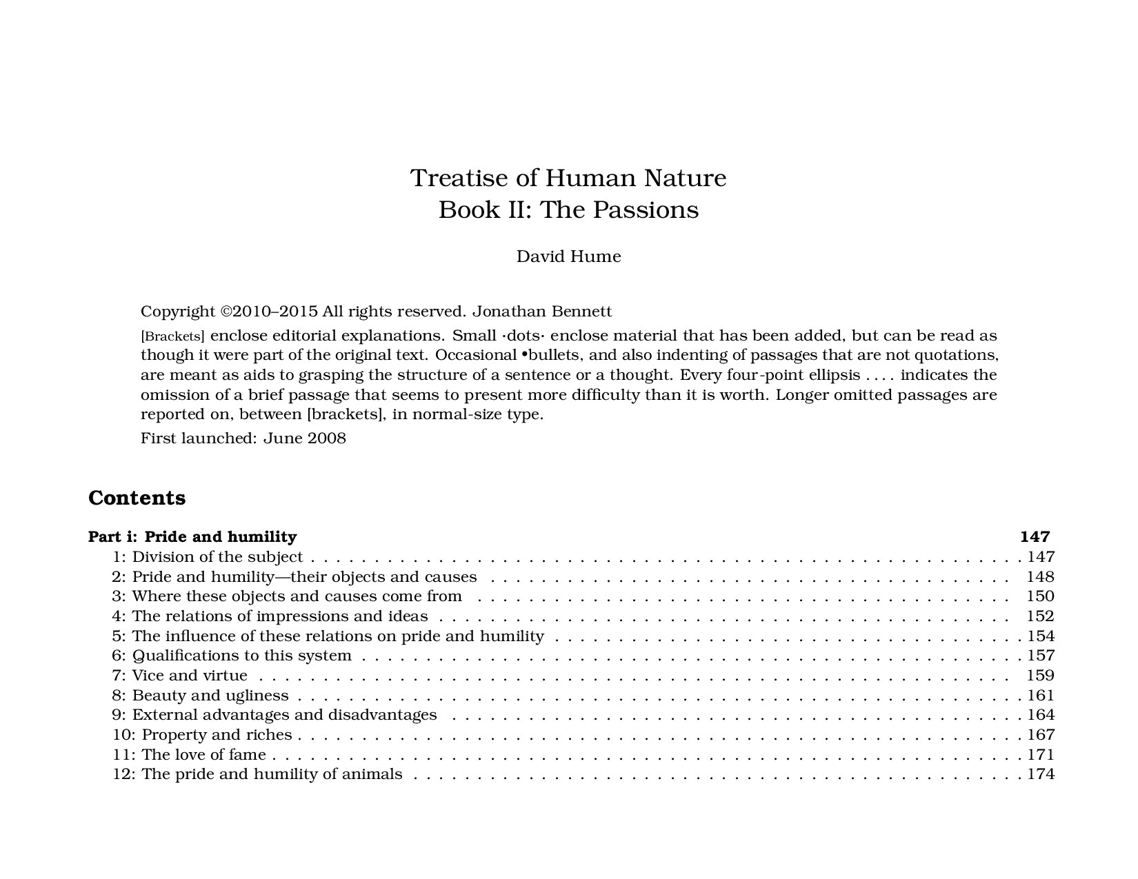 David Hume - Treatise of Human Nature Book 2; The Passions
