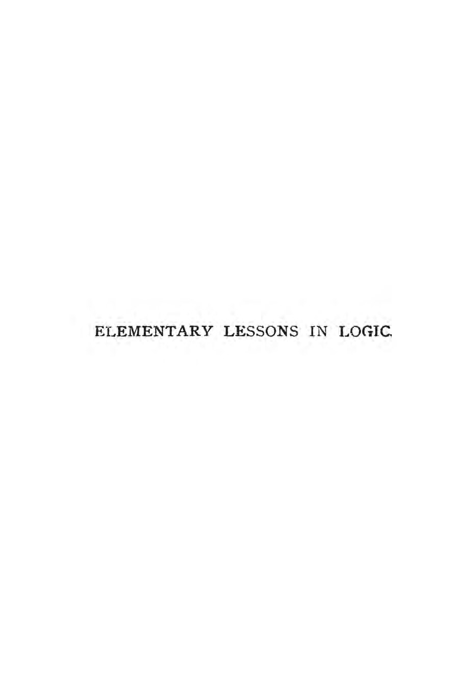Elemntary Lessons in Logic