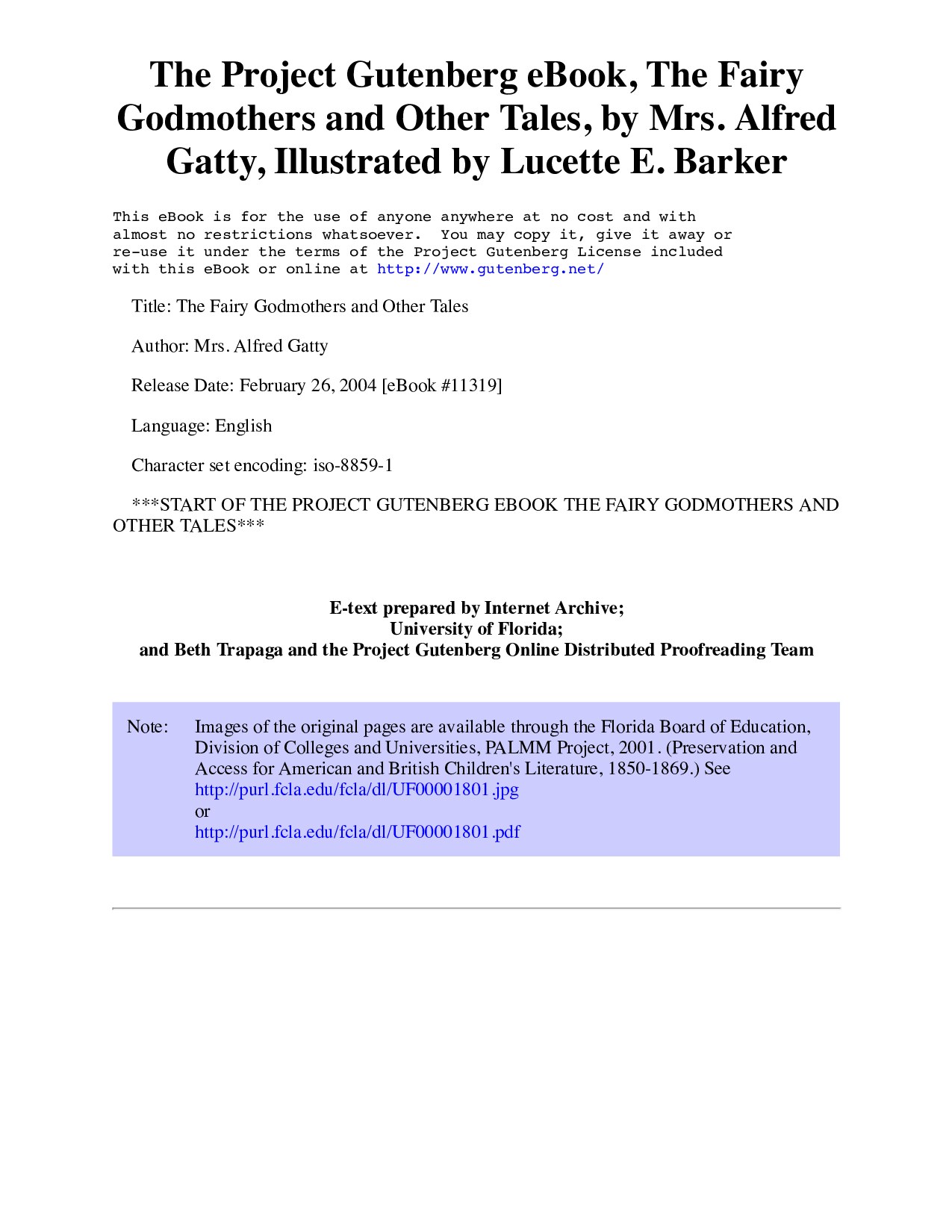 The Project Gutenberg eBook of The Fairy Godmothers and Other Tales, by Mrs_ Alfred Gatty