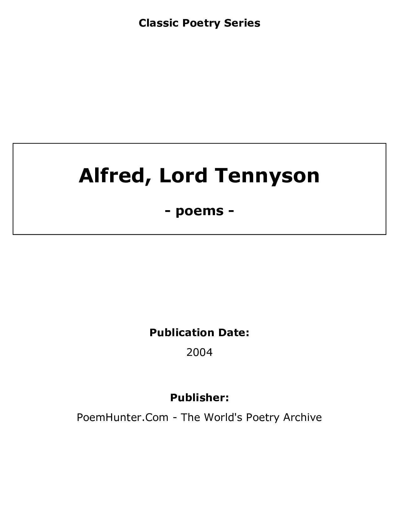 Alfred, Lord Tennyson - poems - 
