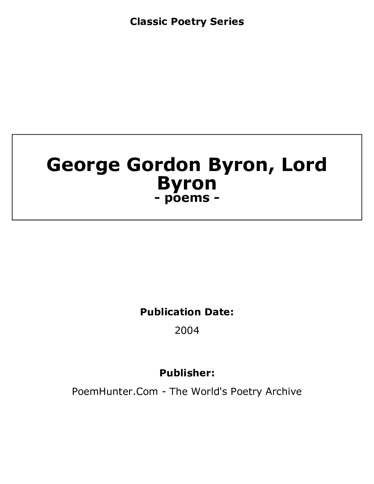 George Gordon Byron, Lord Byron - poems - 
