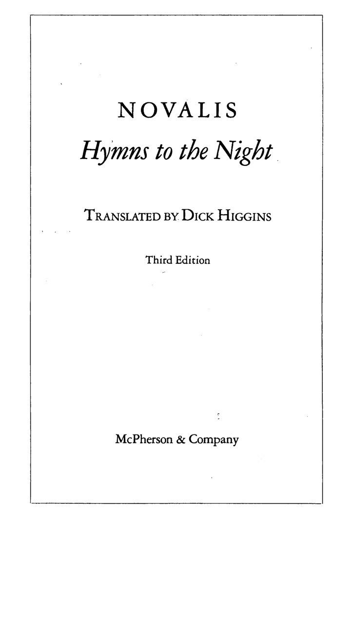 Novalis - Hymns to the Night