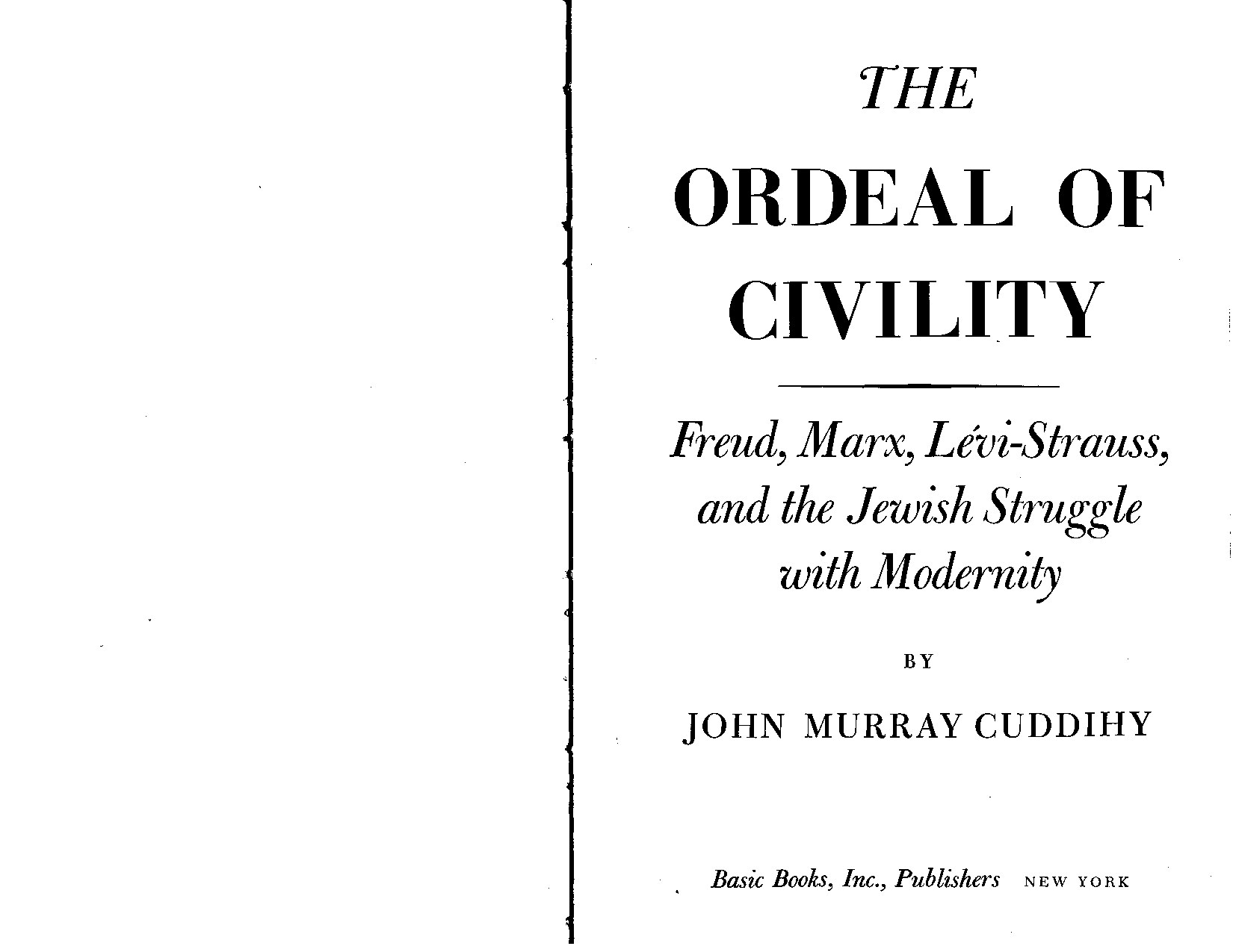 Cuddihy, John; The Ordeal of Civility