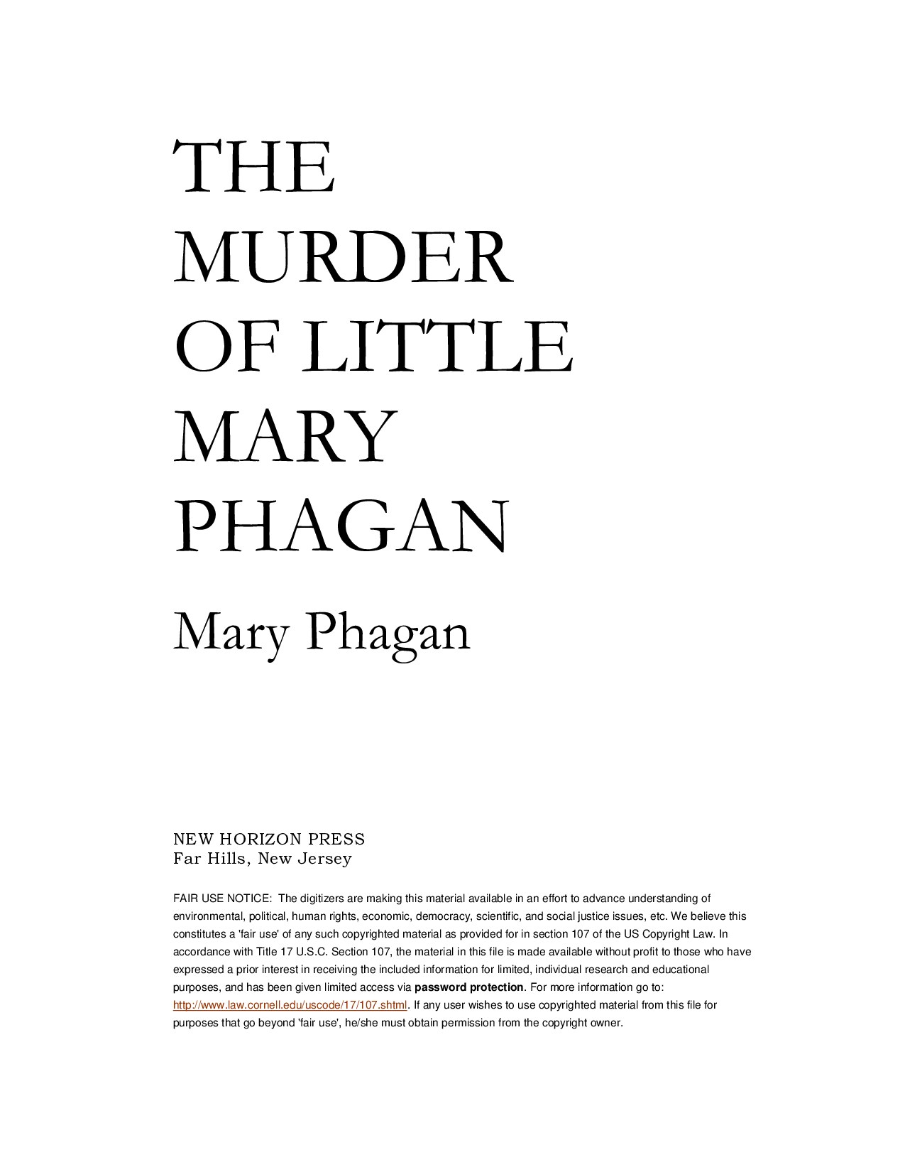 THE MURDER OF LITTLE MARY PHAGAN