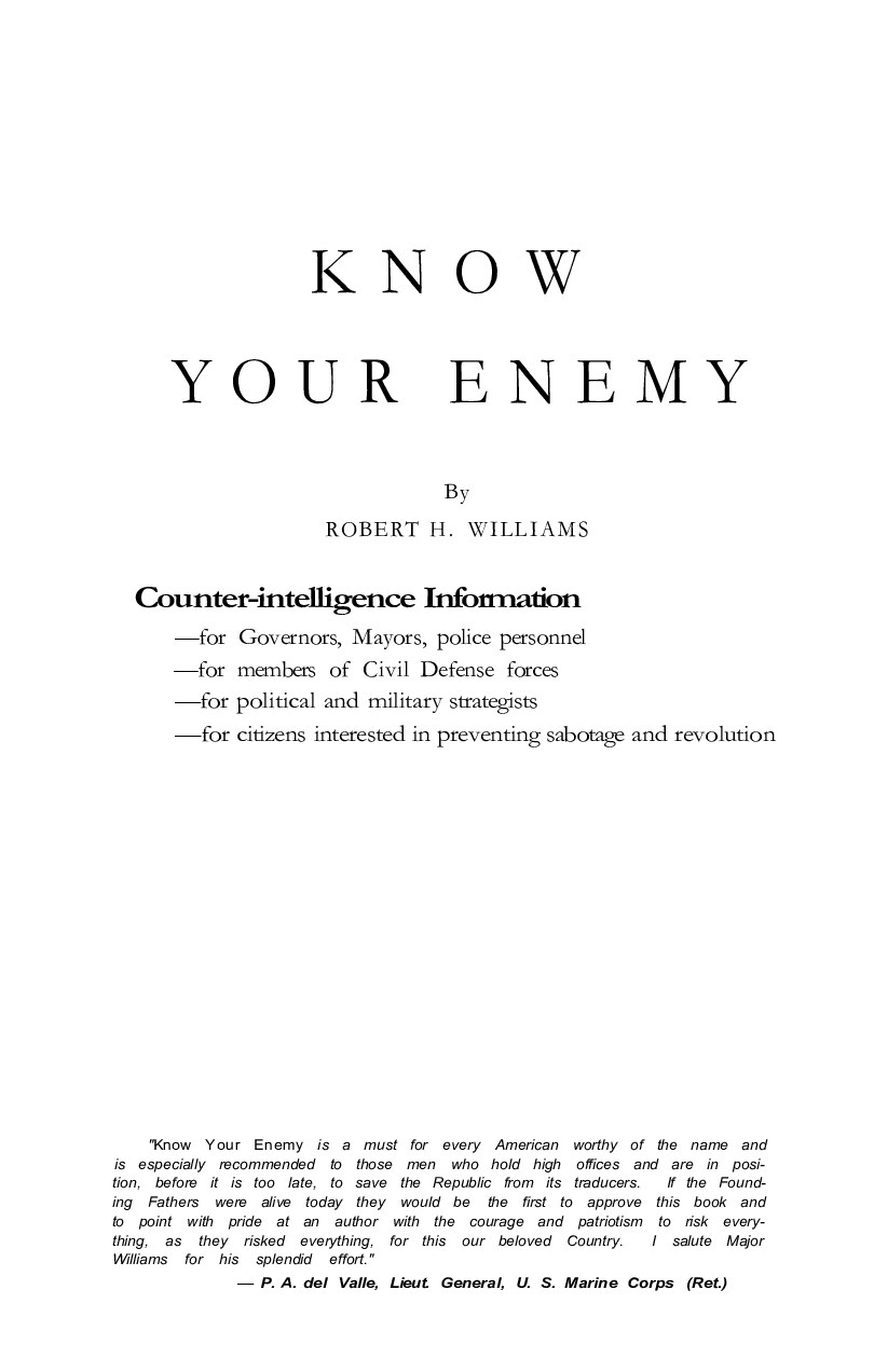 Know Your Enemy (1950) [1998 re-issue by THE TRUTH AT LAST (Dr. E.R. Fields)]