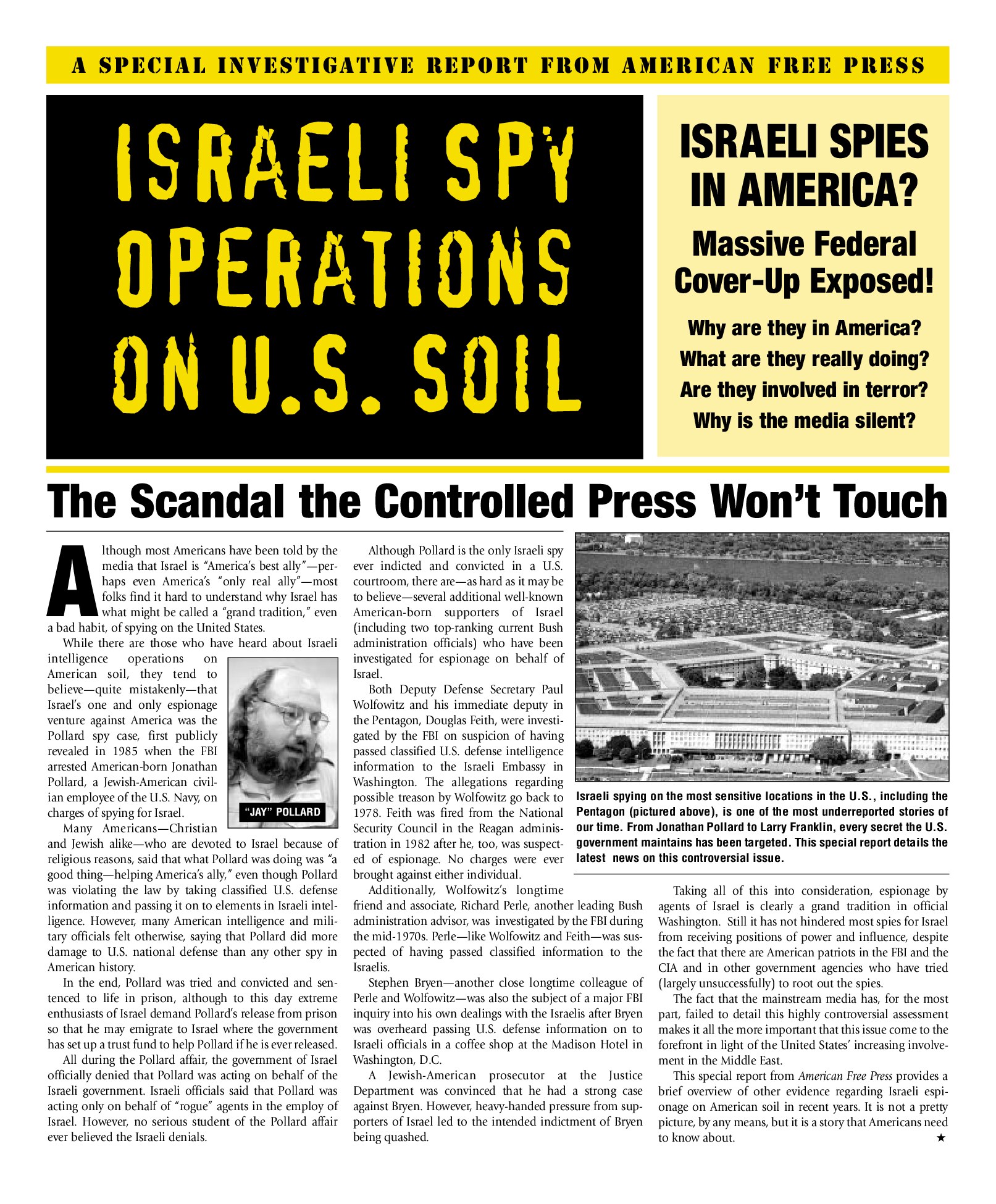 Israeli Spy Ops in U.S. Report 