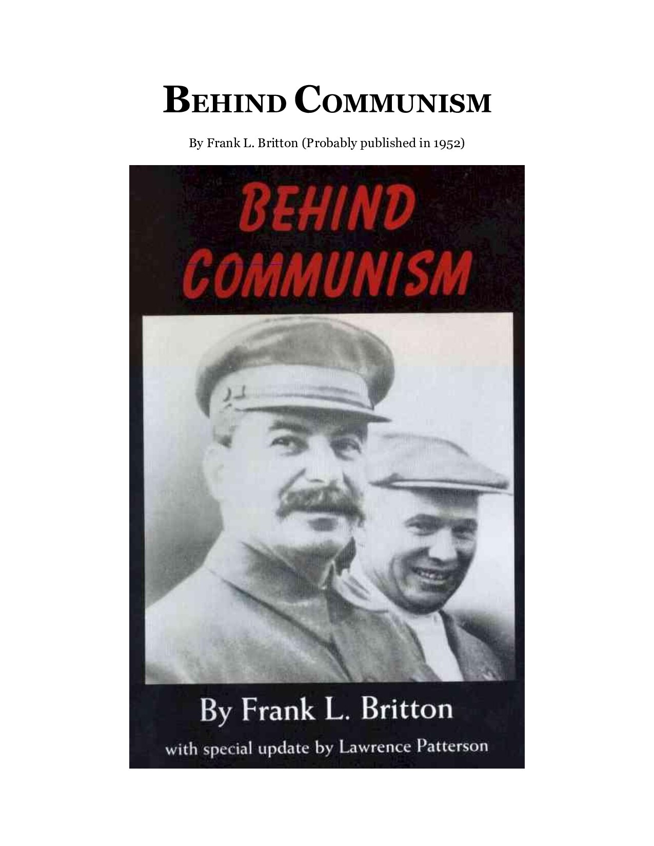 Britton, Frank; Behind Communism