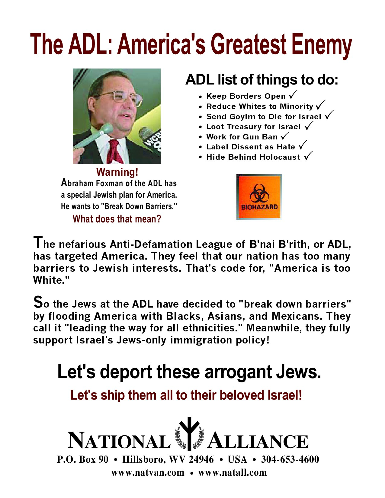 National Alliance; ADL - The World's Greatest Enemy