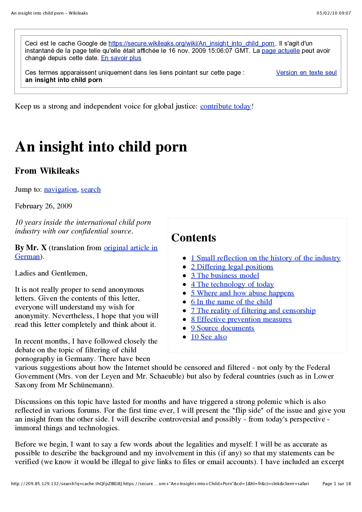 An insight into child porn - Wikileaks