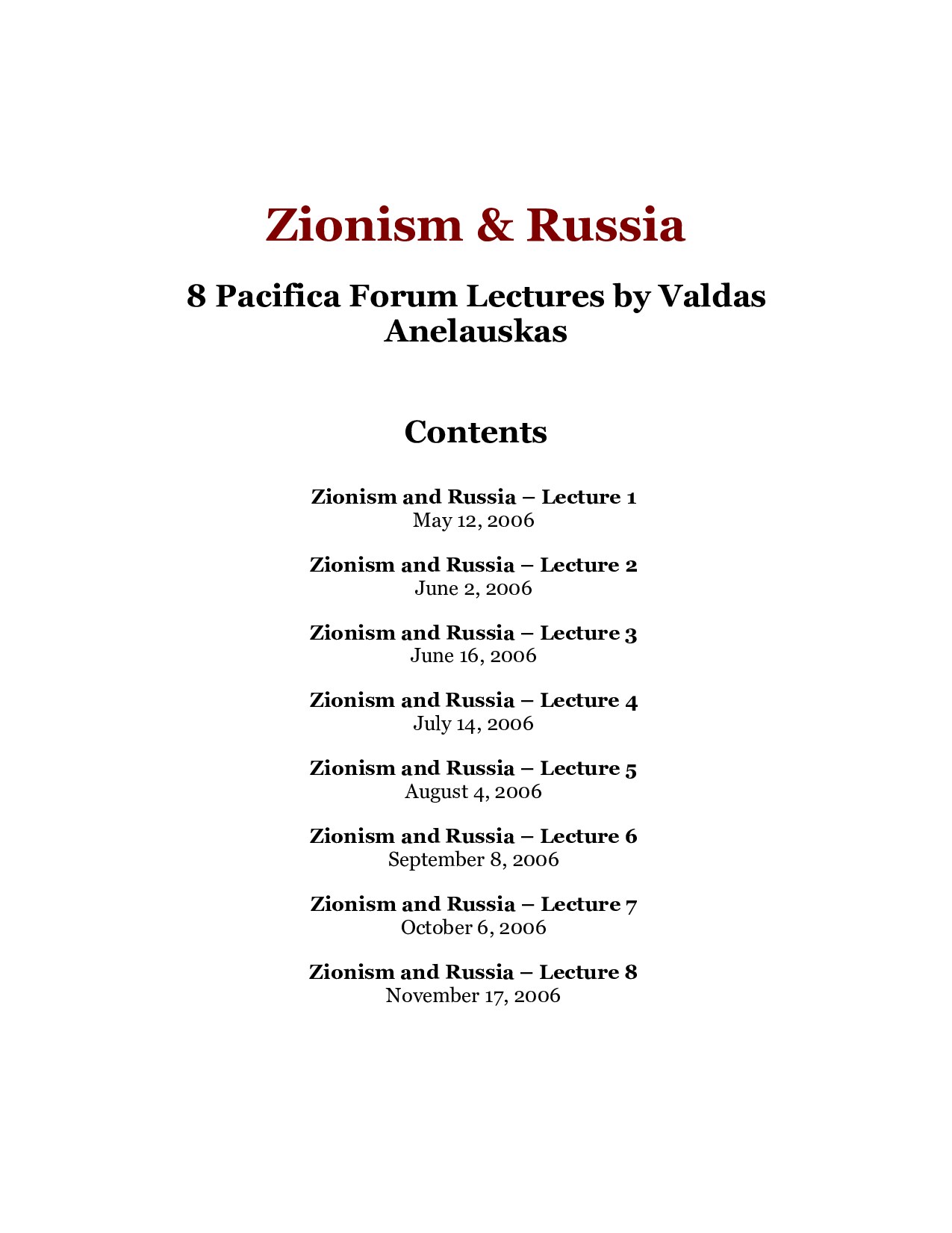 Anelauskas, Valdas; Zionism & Russia