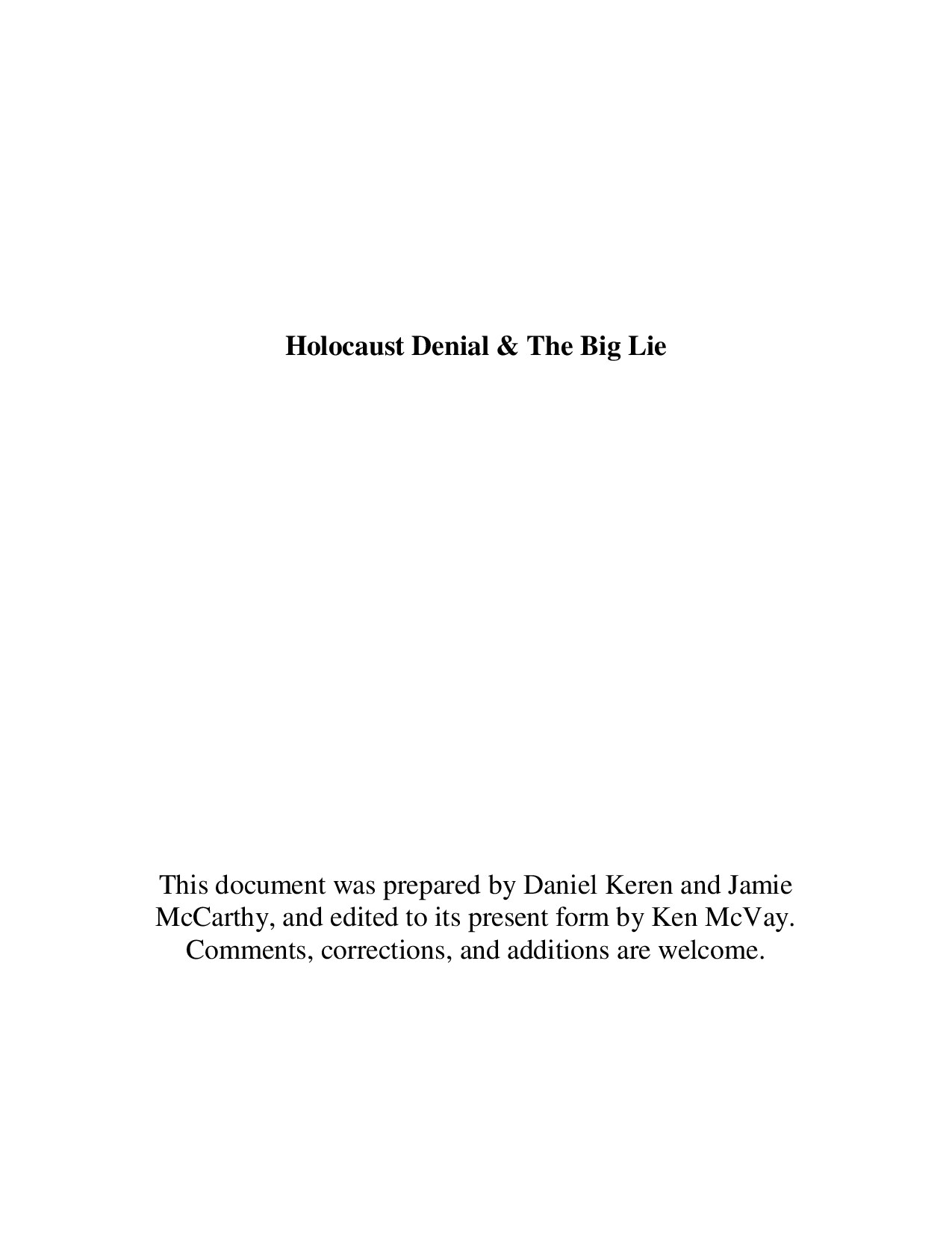 Holocaust Denial & The Big Lie