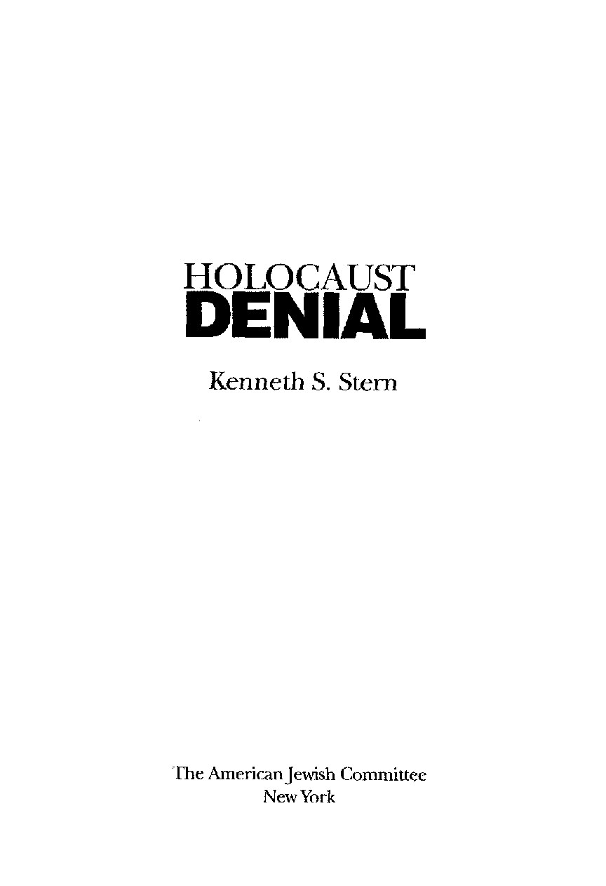 Stern, Kenneth S.; Holocaust Denial
