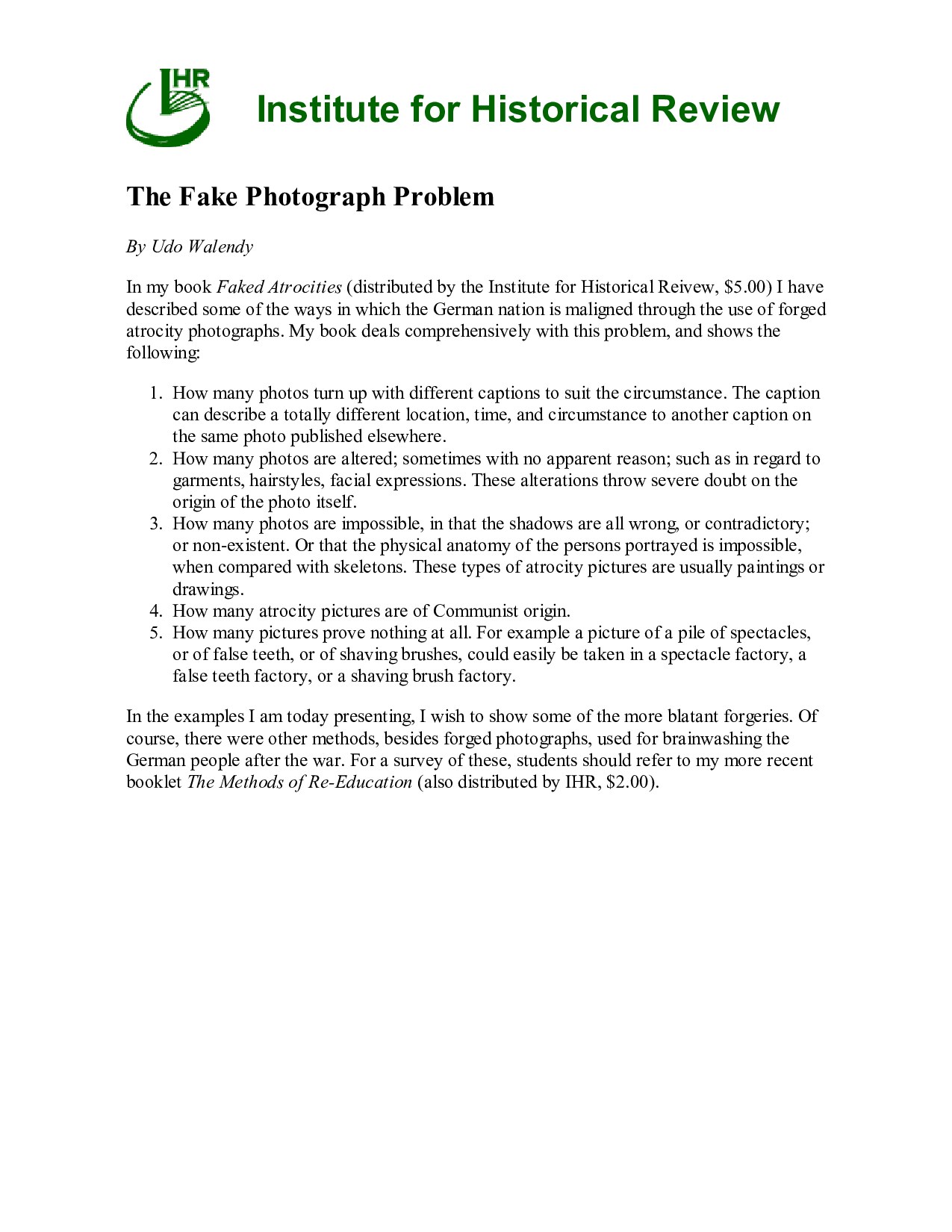 The Fake Photograph Problem